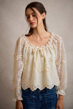 Load image into Gallery viewer, So Me 3D Floral Lace Scallop Edge Blouse in Cream
