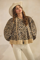 LovLov Leopard Print Top with Lace Details in Leopard