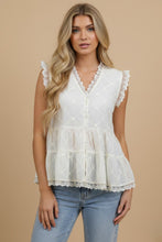 Load image into Gallery viewer, J.nna Vintage Lace Tiered Peplum Top in Beige
