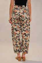 Load image into Gallery viewer, Blue B Camo Print Barrel Leg Pants with Grommet Waistband in Camo Mix
