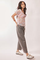 Davi & Dani Mid Rise Denim Barrell Jeans in Rustic Denim