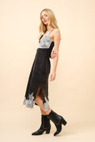 Blue B Denim and Lace Cami Top Midi Dress in White Black