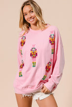 Load image into Gallery viewer, BiBi Sequin Nutcracker Patched Mineral Washed Top in Light Pink
