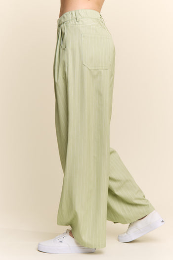 J.nna Striped Relax Fit Slacks in Pistachio