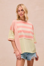 Load image into Gallery viewer, BiBi Contrasting Colored Mix N Match Striped Top in Peach/Rose/Lime
