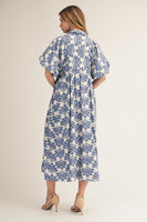 Jodifl Boho Floral Midi Dress in Denim