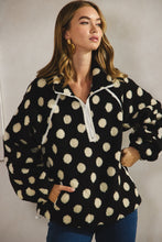 Load image into Gallery viewer, LovLov Fleece Polka Dot Jacket in Black

