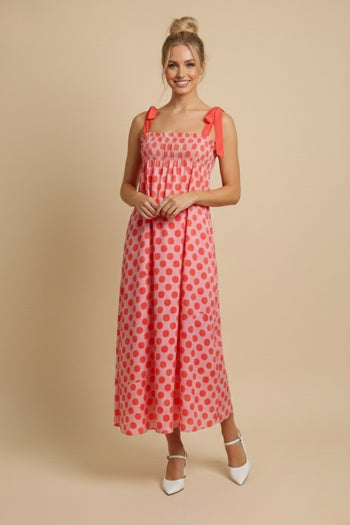 J.nna Polka Dot Maxi Dress in Pink Dot