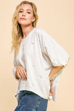 Load image into Gallery viewer, Davi &amp; Dani OVERSIZED Solid Color Top with Pearl Embellishments in Heather Cream
