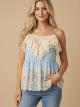 Load image into Gallery viewer, J.nna Romance Ruffled Lace Camisole in Sky Blue
