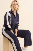 Davi & Dani Color Block Zip Up Jacket in Navy Mint