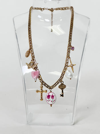 Lauren Kenzie Pink Dreams Charm Necklace