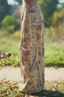 Davi & Dani Floral Print Wide Leg Pants in Yellow