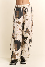Load image into Gallery viewer, Davi &amp; Dani Wide Leg Drawstring Hem Pants in Cow Print
