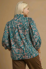 Load image into Gallery viewer, Umgee Mixed Floral Print Top in Teal Mix
