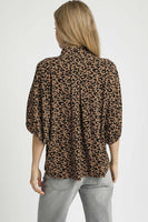 Umgee Leopard Jacquard Top in Latte