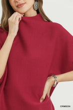 Load image into Gallery viewer, Umgee Mock Neck Dolman Sleeve Sweater Top in Crimson
