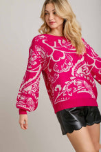 Load image into Gallery viewer, Umgee Floral Knit Sweater in Hot Pink
