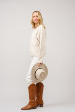 Load image into Gallery viewer, Blue B Western Boot Stitched Knit Sweater in Cream
