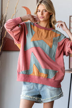 Load image into Gallery viewer, Oli &amp; Hali Mineral Washed Star Patched Sweatshirt in Light Marsala
