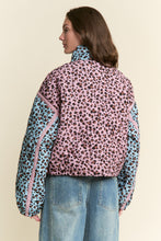 Load image into Gallery viewer, J.nna Multi Color Leopard Print Puffer Jacket in Pink Blue
