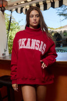 BucketList 'Arkansas' Embroidered Appliqué Sweatshirt in Crimson with Crimson Stripe