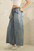 Sage+Fig Stonewashed Dream Wide Leg Pants in Light Denim