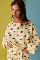 Papermoon Polka Dot Fleece Set in Yellow/Brown Dot