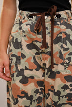 Load image into Gallery viewer, Blue B Camo Print Barrel Leg Pants with Grommet Waistband in Camo Mix
