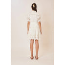 Cozy Co. Mini Dress with Embroidered Lace Details in Off White