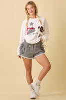 Main Strip Football Game Day Patchwork Top in White