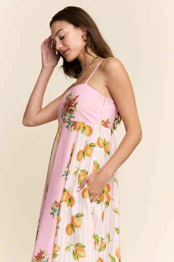 J.nna Amalfi Colorblock Maxi Dress in Yellow Pink