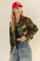 Veveret Camo Jacket with Contrasting Floral Back in Camo Floral