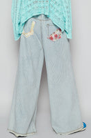 POL Pants with Multi Layered Patches in Striped Denim