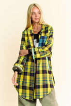 Load image into Gallery viewer, Davi &amp; Dani Mixed Stripe and Plaid Button Down Tunic Top in Jade Multi

