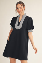 Load image into Gallery viewer, Jodifl Solid Color Shift Dress with Striped Accents in Black
