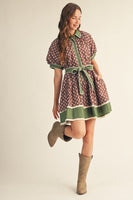 Jodifl Waist Tie Floral Dress in Brown