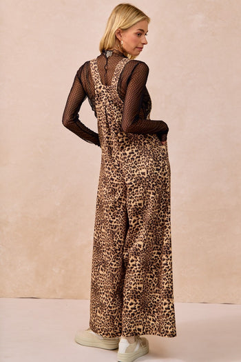 BiBi Leopard Print Wide Leg Jumpsuit in Leopard