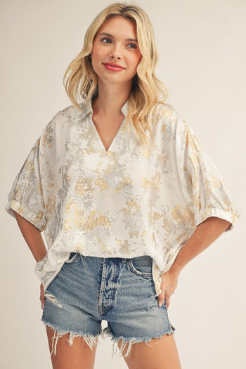 Jodifl Dolman Sleeves Metallic Top in White