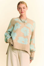 Load image into Gallery viewer, Davi &amp; Dani OVERSIZED Knit Sweater with Floral Print in Taupe/Mint
