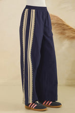 Load image into Gallery viewer, Veveret Nylon Track Pants with Lace Stripes in Navy
