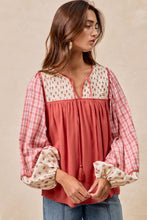 Load image into Gallery viewer, BiBi Mix N Match Peasant Top in Dark Coral
