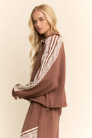Davi & Dani Jacket and Pants Set in Mocha Brown