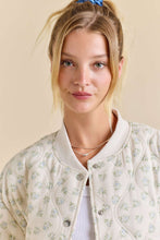 Load image into Gallery viewer, Main Strip Quilted Floral Print Bomber Jacket in Ivory/Blue
