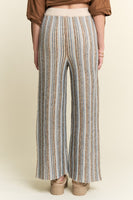 J.nna Vertical Striped Knit Pants in Blue Beige