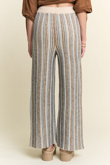 J.nna Vertical Striped Knit Pants in Blue Beige