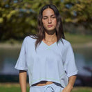 Davi & Dani Soft Knit Cropped Top and Skort Set in Light Blue