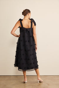 In February Blossom Floral Embroidery Midi Dress in Black Dress In February   