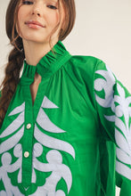 Load image into Gallery viewer, Jodifl Baroque Applique Detail Top in Sky Blue/Kelly
