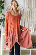 Load image into Gallery viewer, Oli &amp; Hali Mixed Fabric Tunic Top in Brick Shirts &amp; Tops Oli &amp; Hali   
